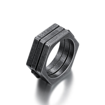 Anello titanio retrò minimalista