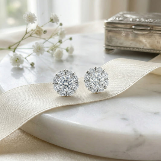 Orecchini diamante alone argento