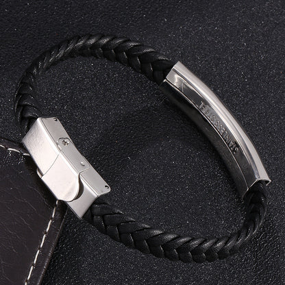 Bracciale pelle intrecciata catena