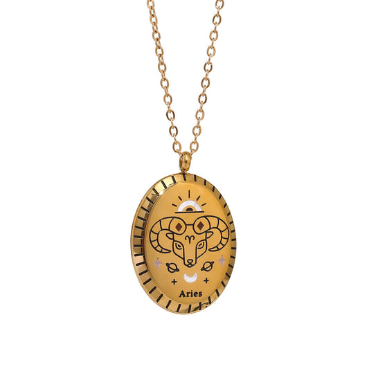Collana zodiaco ovale in titanio