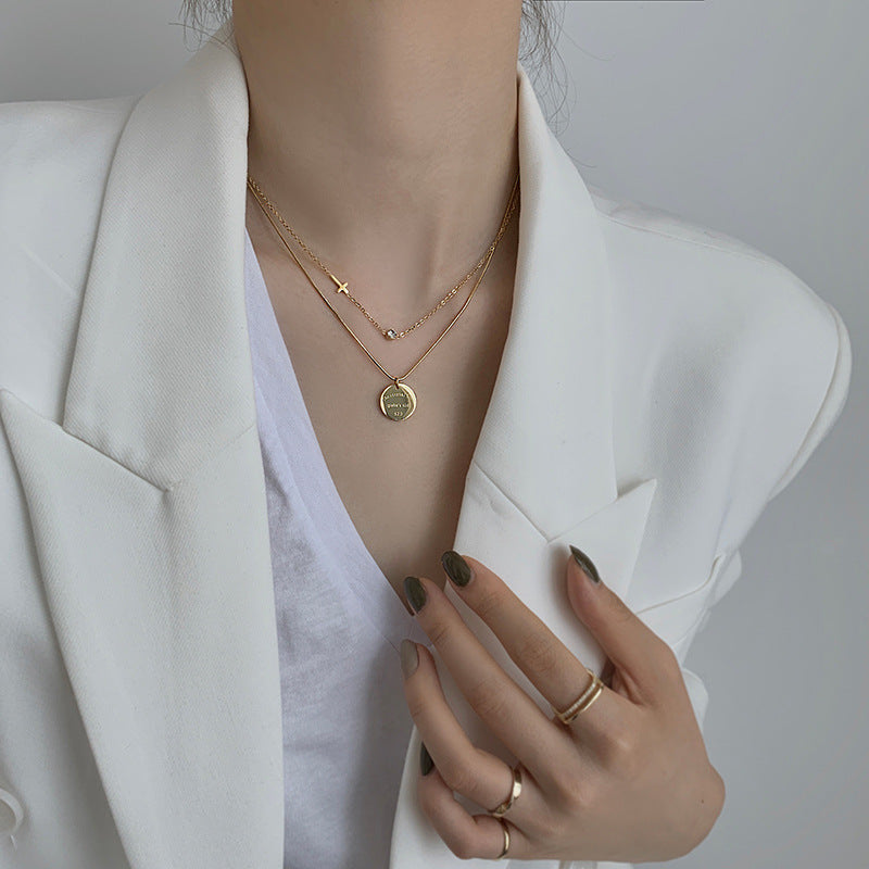 Collana doppio strato titanio con pendente