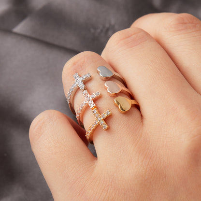 Anello croce diamante