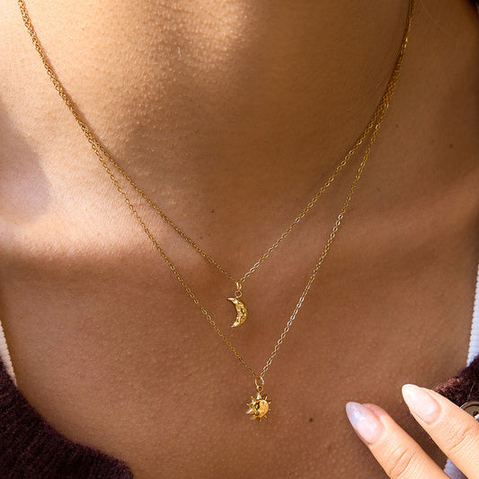 Collana sole e luna doppio filo oro