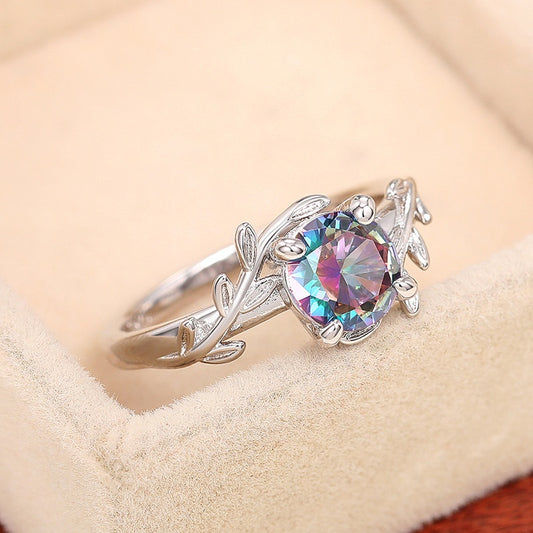 Anello foglia fiore multicolore