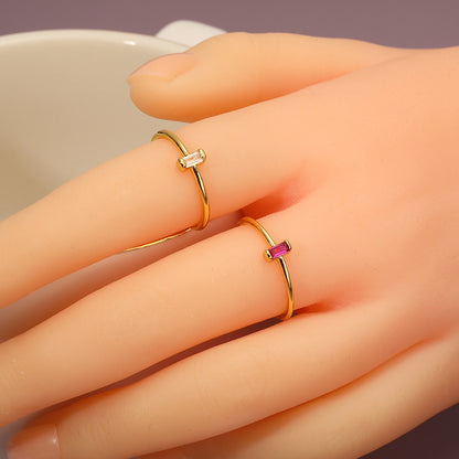 Anello rame rettangolare zirconi