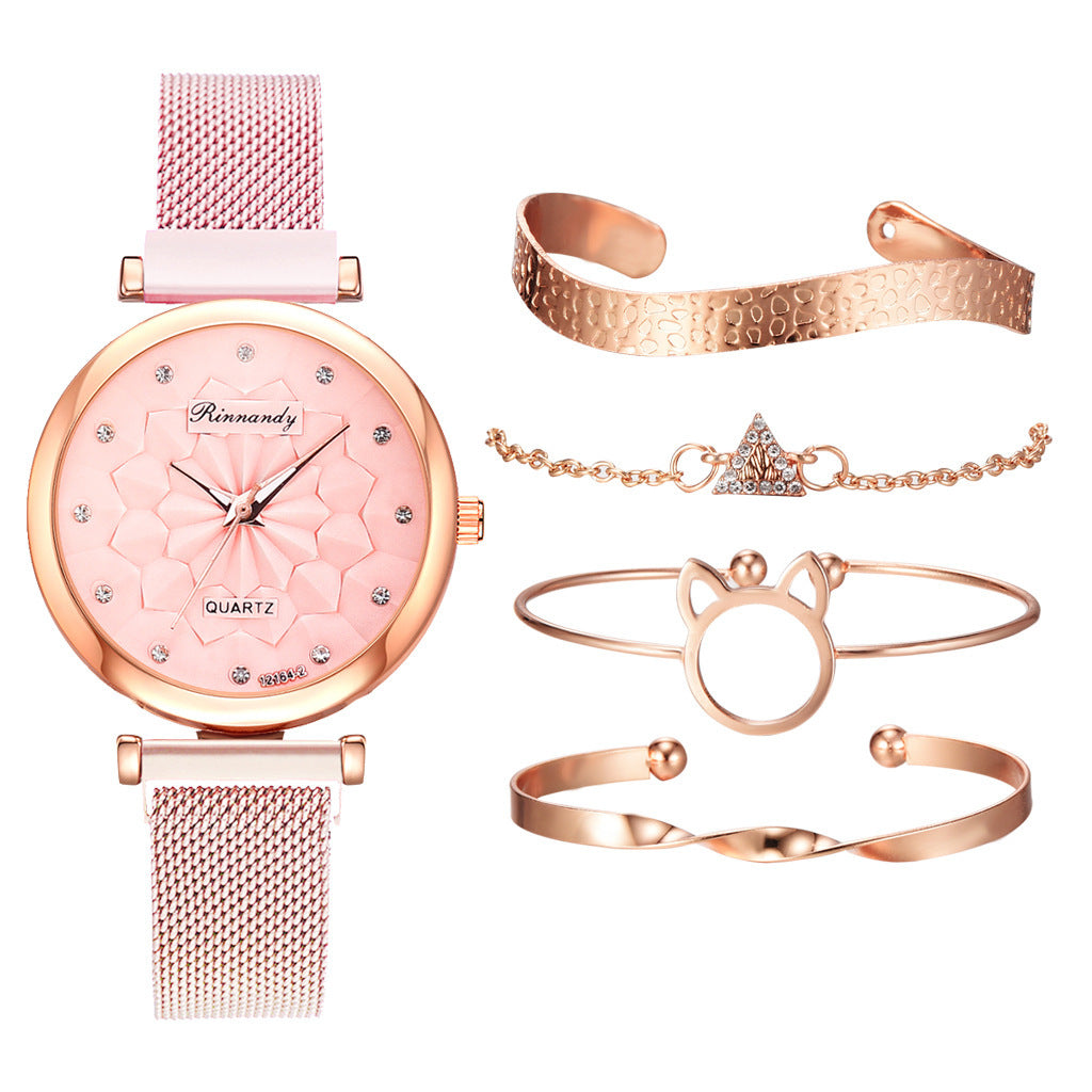 Orologio cinturino mesh fiore