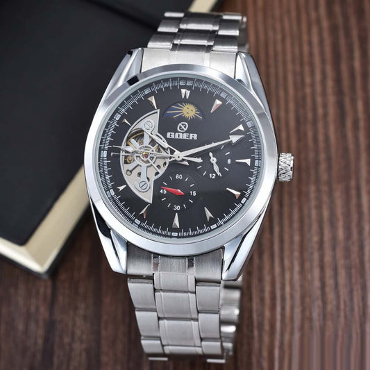 Orologio tourbillon acciaio con fase lunare