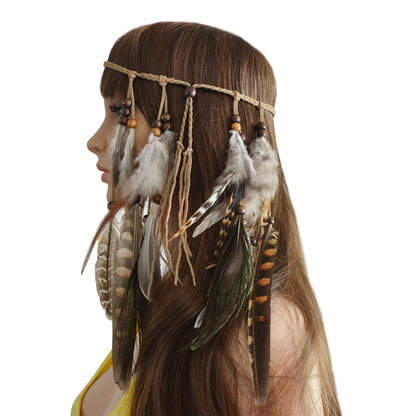 Fascia capelli penna pavone