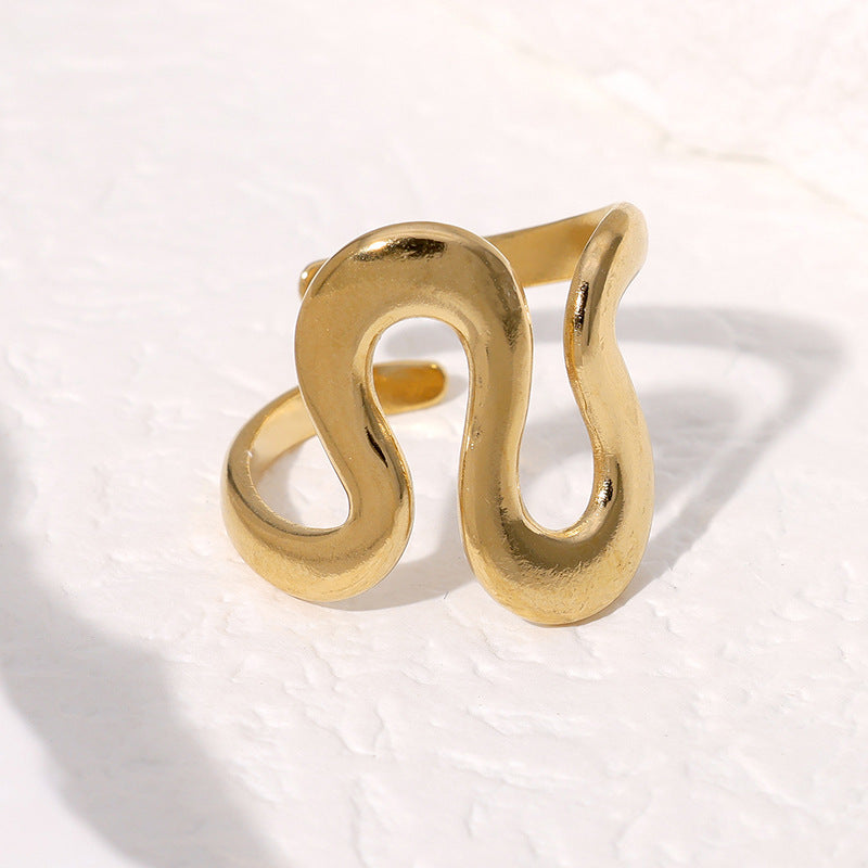 Anello titanio geometrico regolabile