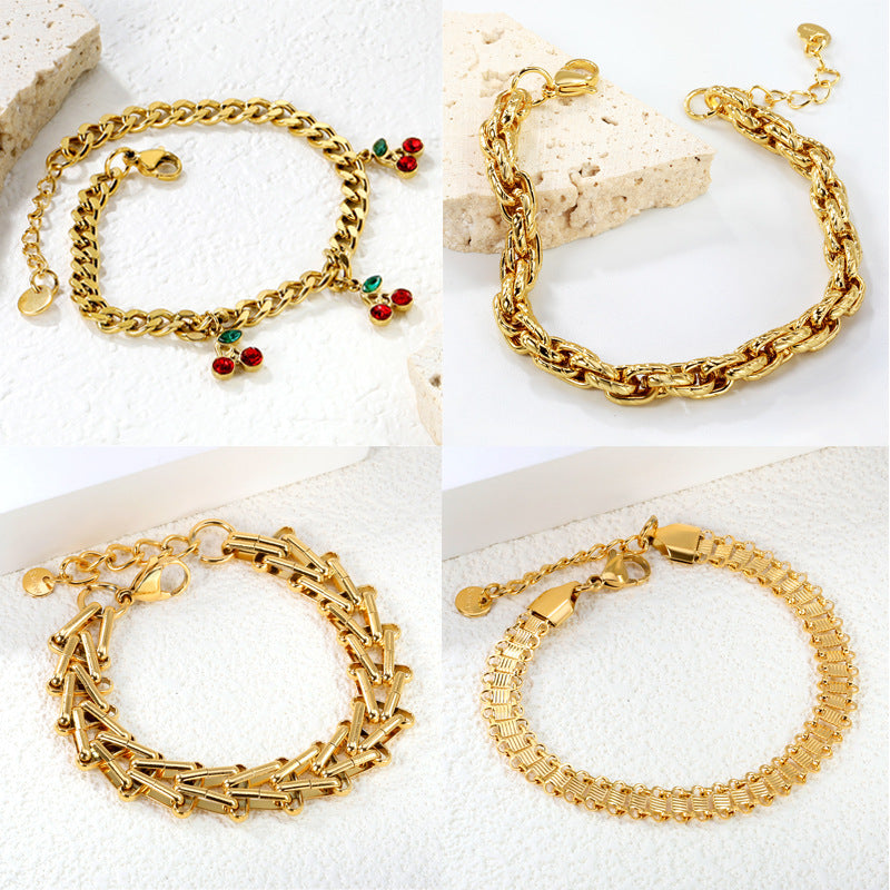 Bracciale ciliegia placcato oro