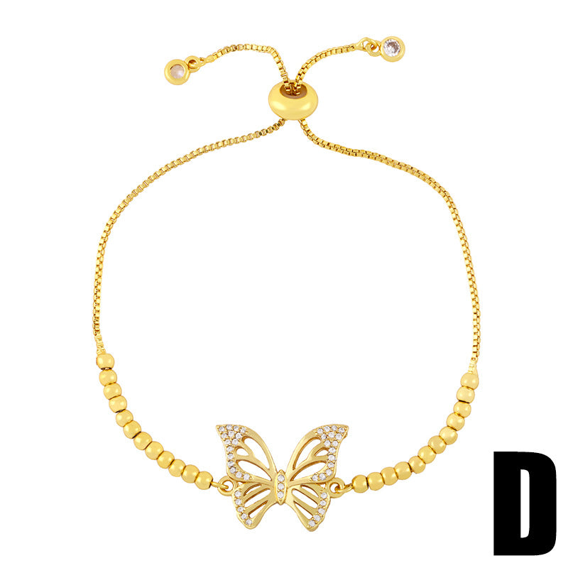 Bracciale farfalla zircone regolabile