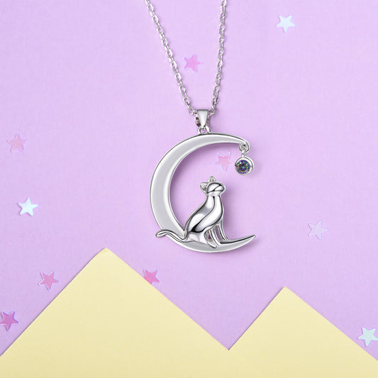 Collana gatto luna con topazio