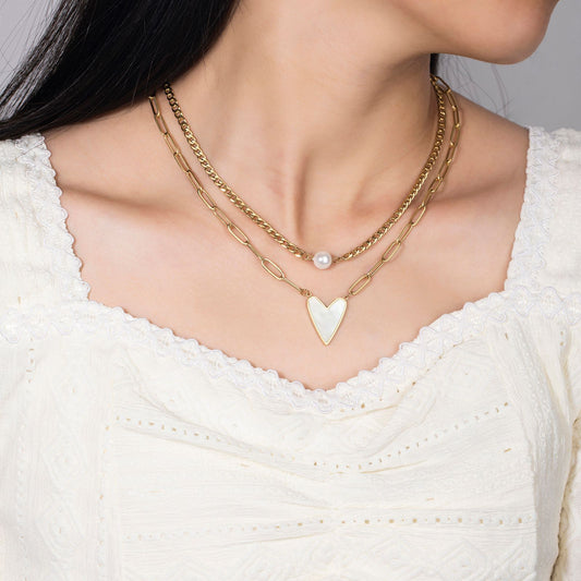 Set collana e orecchini cuore pesca