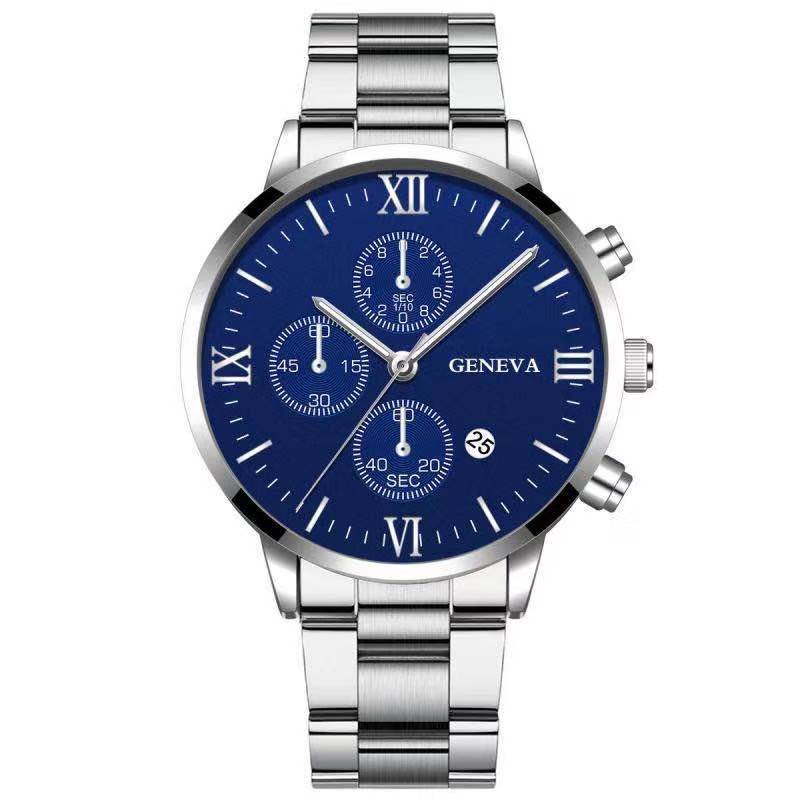 Orologio uomo acciaio con calendario tre quadranti