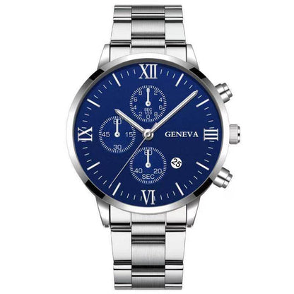 Orologio uomo acciaio con calendario tre quadranti