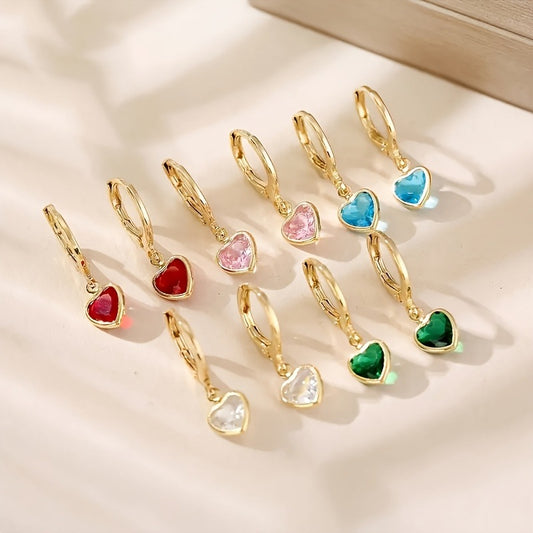 Orecchini cuore colorati zircone