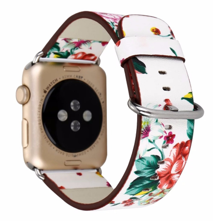 Orologio con cinturino pelle floreale