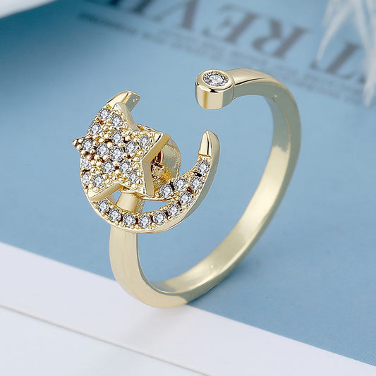 Anello Stella Luna Ruotabile