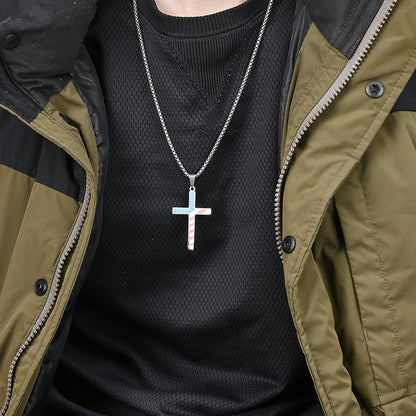 Collana croce titanio con stella