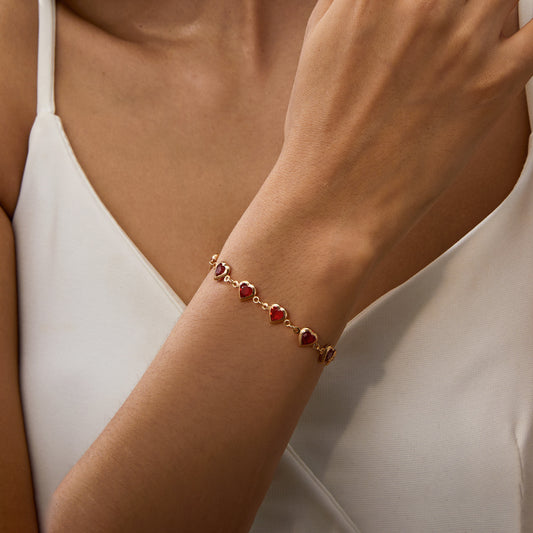 Bracciale cuore rosso con diamante
