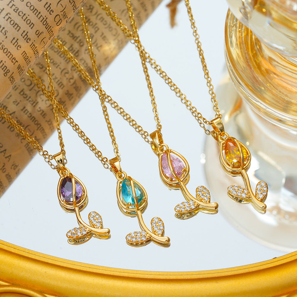 Collana tulipano zircone