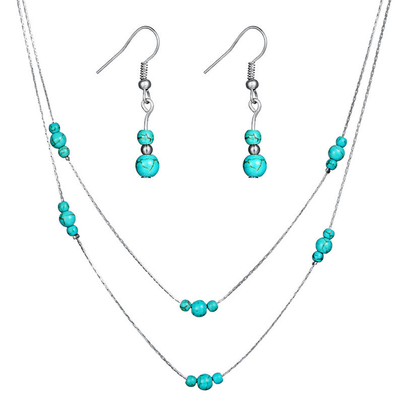 Set collana e orecchini turchese rotondo