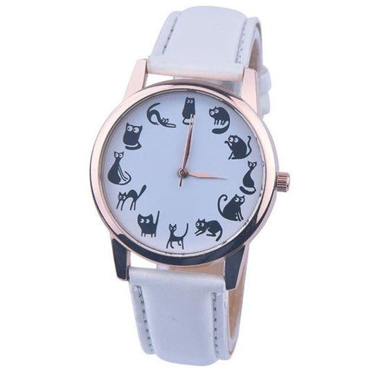 Orologio donna gatto in pelle