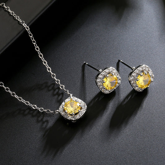 Set collana e orecchini geometrico quadrato