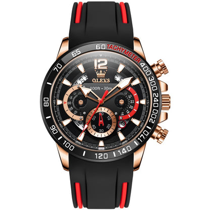 Orologio silicone al quarzo luminoso multifunzione da uomo