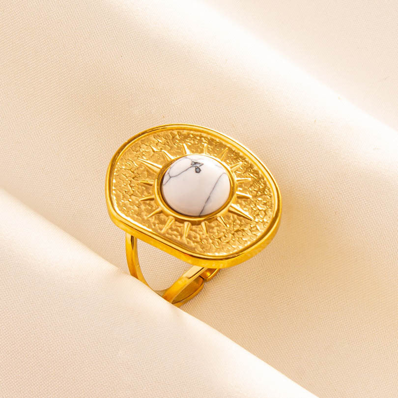 Anello geometrico retrò acciaio inox