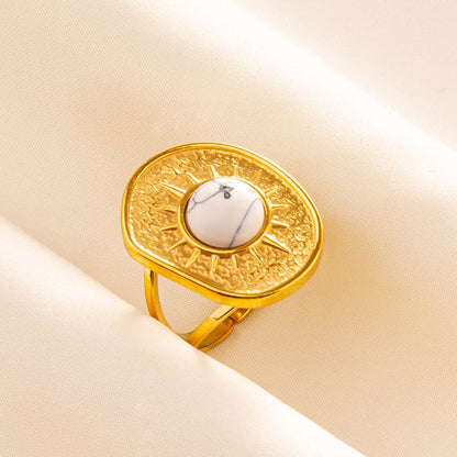 Anello geometrico retrò acciaio inox