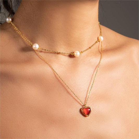 Collana pendente agata rossa