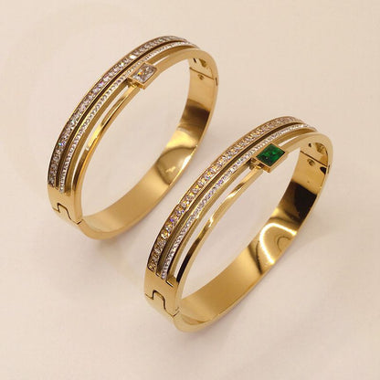 Bracciale titanio doppio filo bianco verde