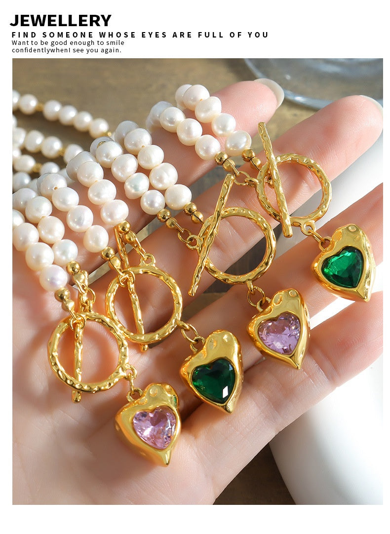 Collana cuore zircone titanio da donna