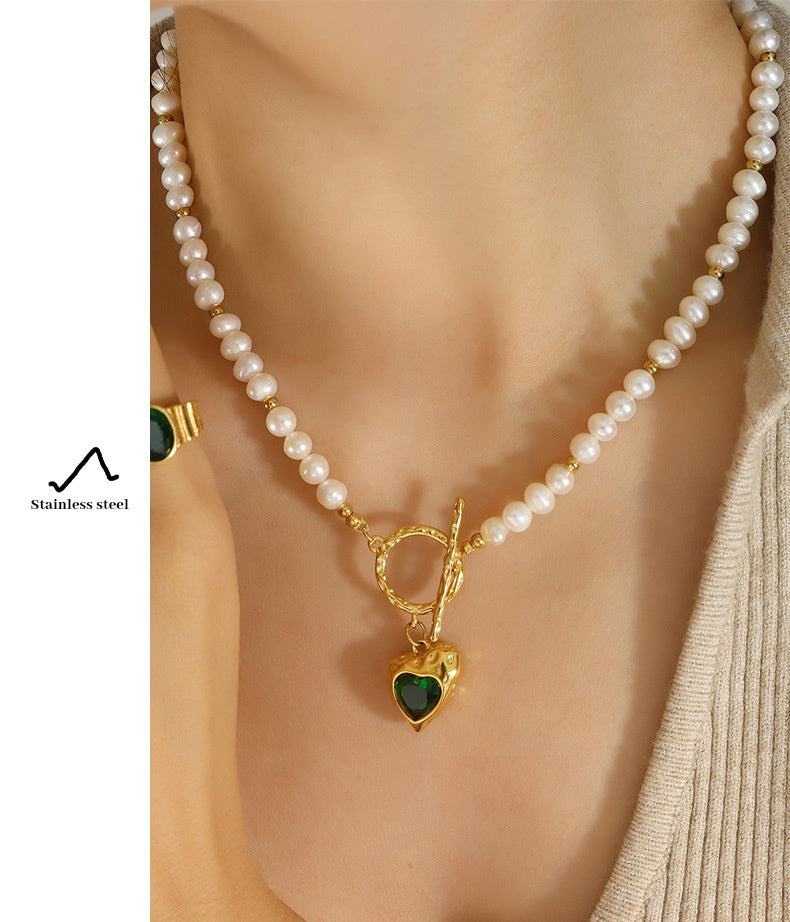 Collana cuore zircone titanio da donna