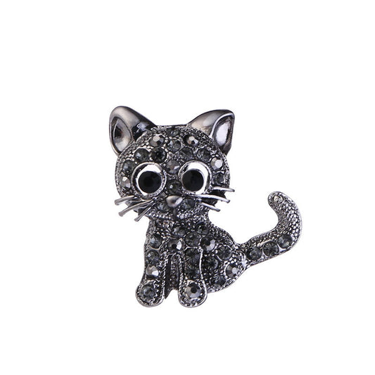 Spilla gatto diamanti