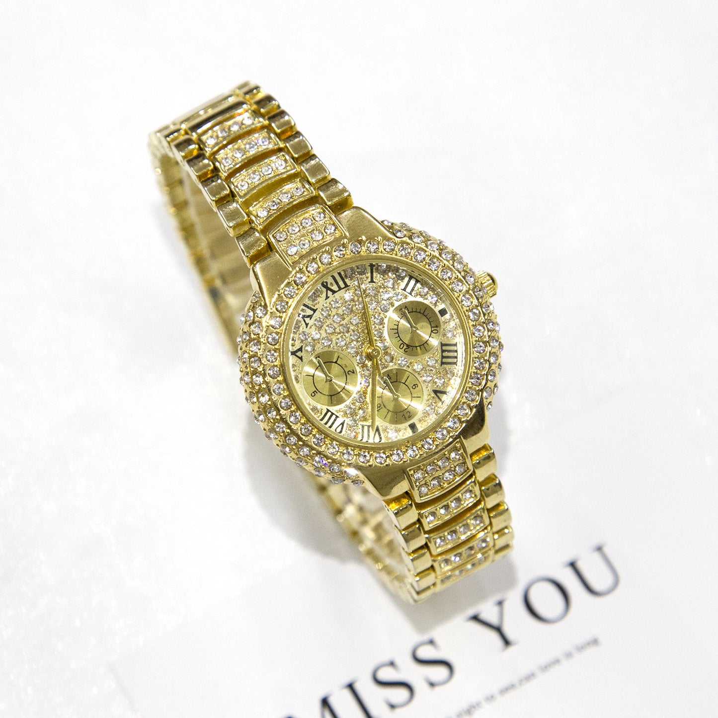 Orologio donna tre quadranti diamantato