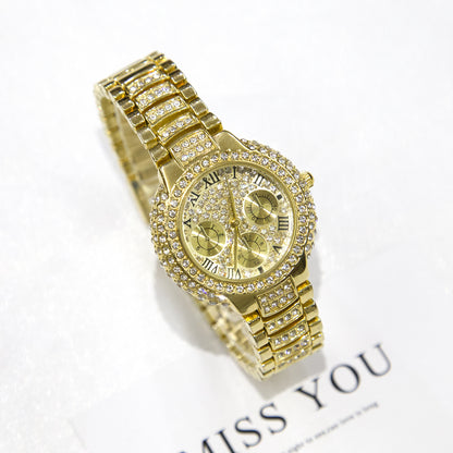 Orologio donna tre quadranti diamantato