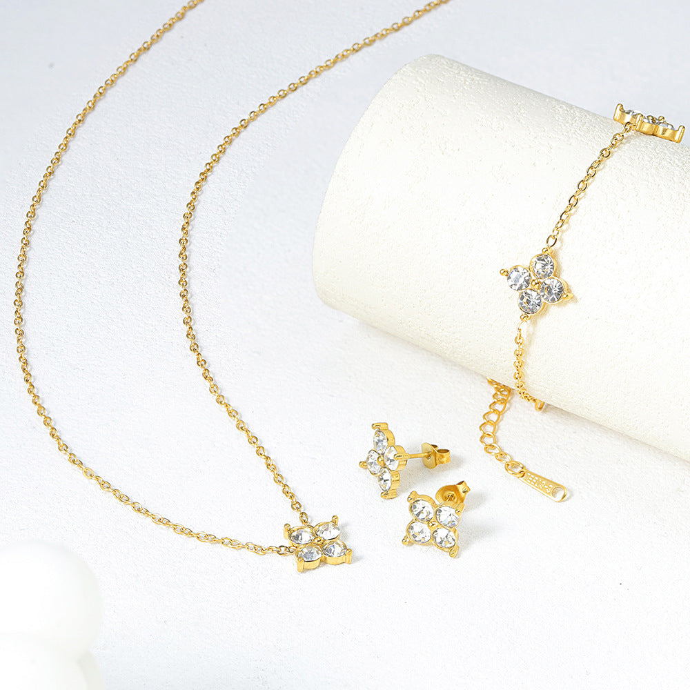 Set collana, braccialetto, orecchini gipsofila