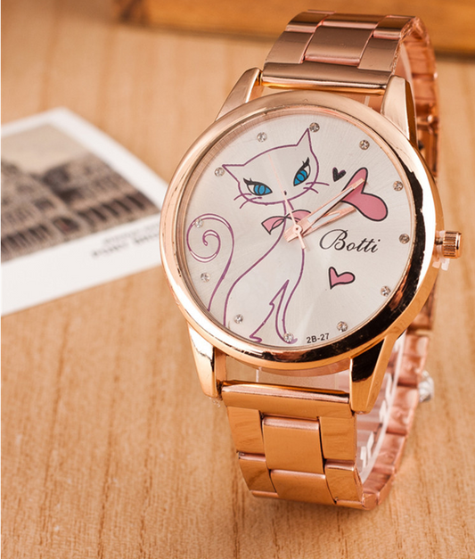 Orologio gatto in acciaio