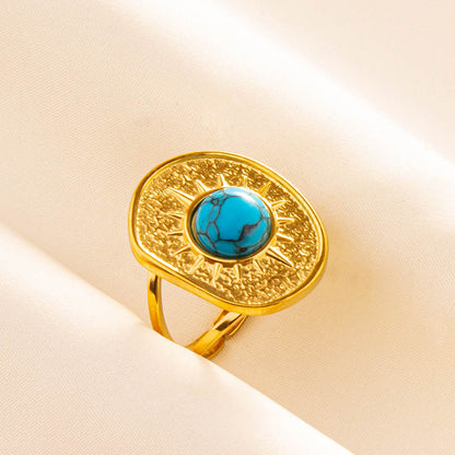 Anello geometrico retrò acciaio inox