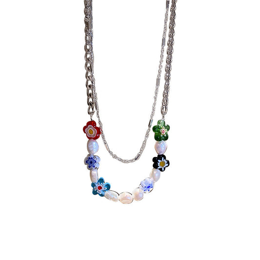 Collana fiori e perle