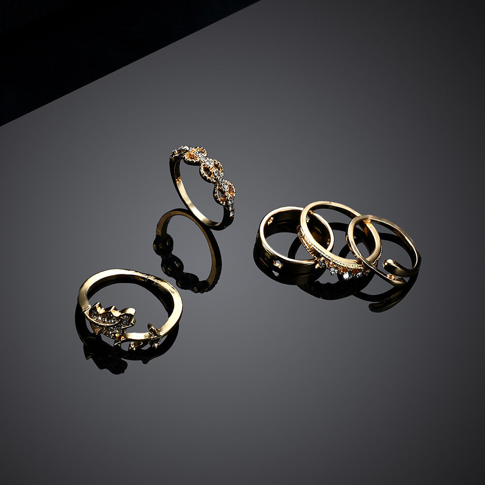 Anello foglie diamantate