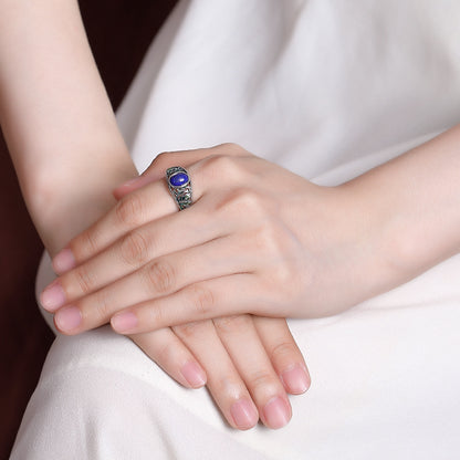 Anello foglia lapislazzuli
