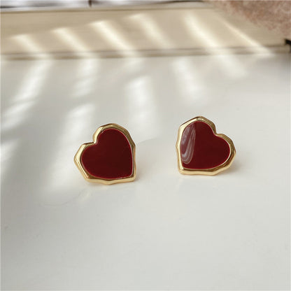 Orecchini cuore rosso smaltato