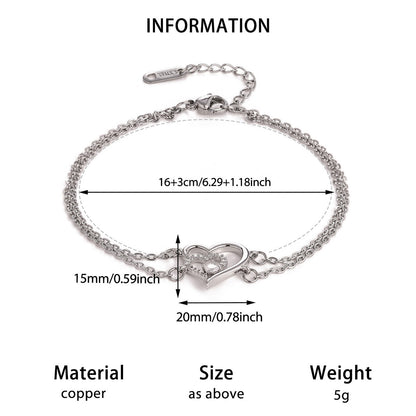 Bracciale cuore zirconi regolabile