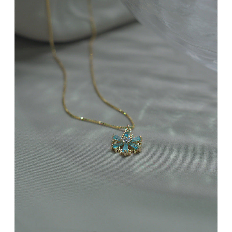 Collana fiocco di neve argento blu