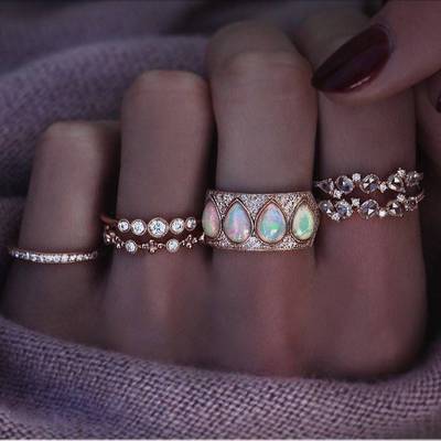 Set 6 Anelli Opale