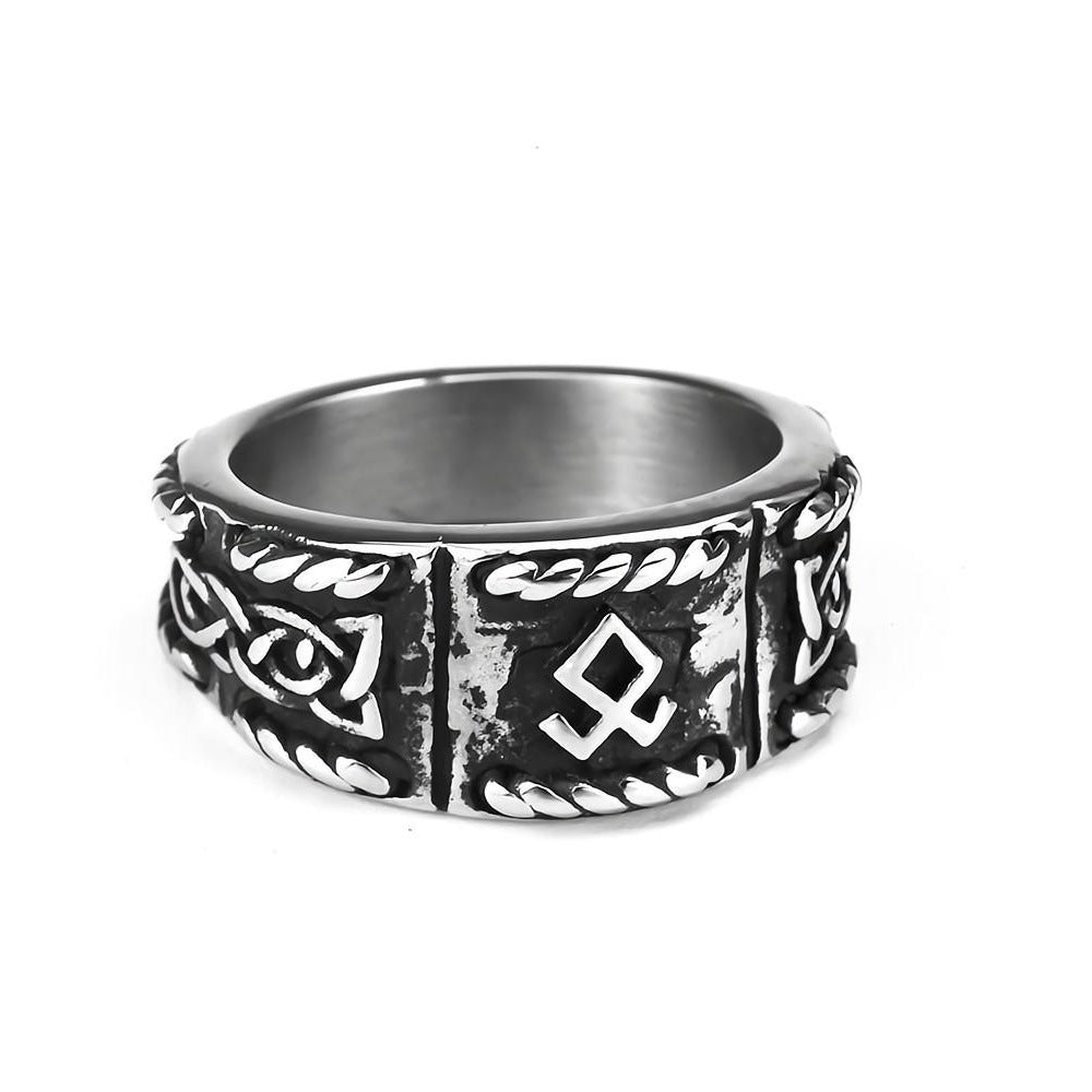Anello acciaio stile vichingo da uomo