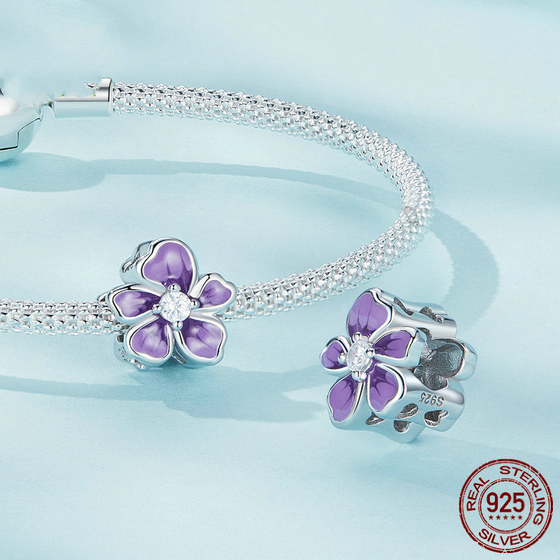 Perle fiore viola argento